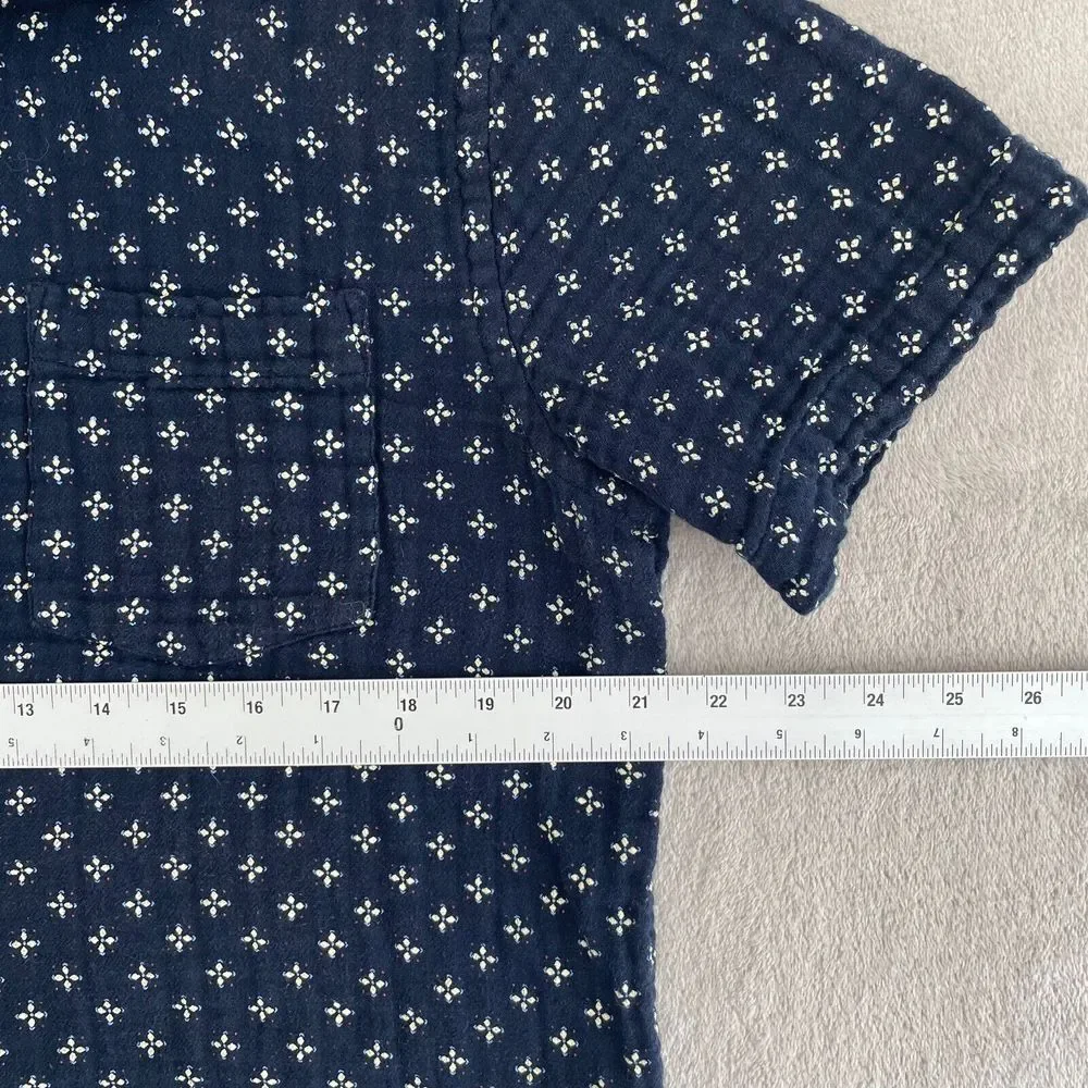 Banana Republic Shirt Men Large Navy Blue Geometric‎ Double Layer Slim Fit